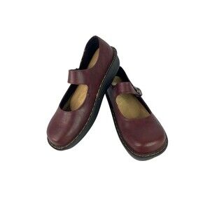 Glolily Mary Jane Shoes Womens Size 9.5 EU 40 Burgundy Hook Loop Comfort Flats